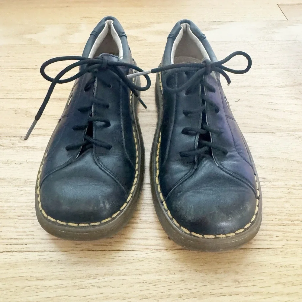 Dr Martens Kids Size 1 Black Leather Shoe Low Oxford Lace Up